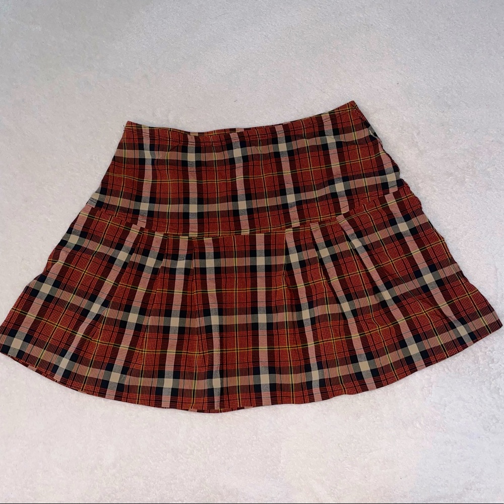 Vintage Pleated Mini Skirt Plaid